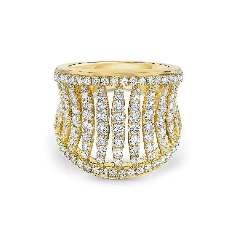 Women's rings glowing-detail-Diamond & Gold Birdcage Ring