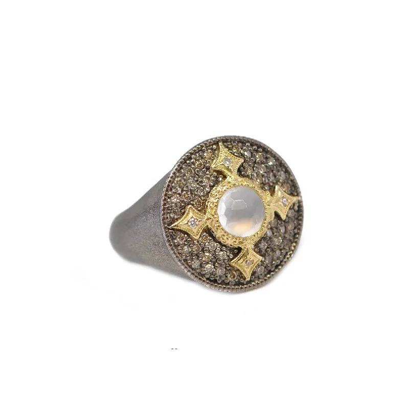 Women's rings rare-citrine-Chalcedony and Diamond Signet Ring