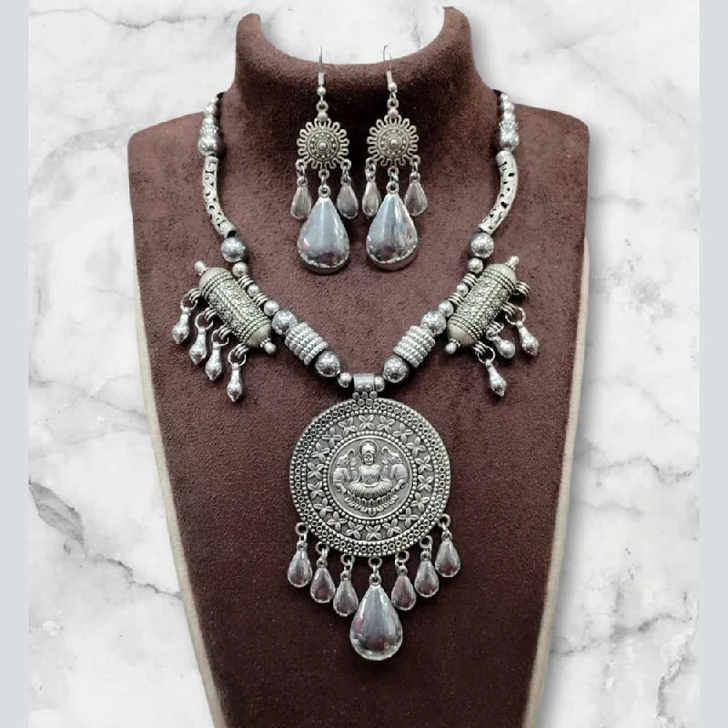 statement necklaces for women -Manisha Jewellery Oxidised Plated Temple Necklace Set