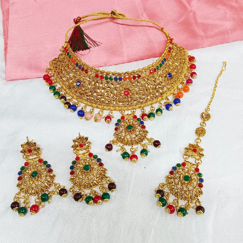 best necklaces for women -Darshana Jewels Gold Plated Crystal Stone Choker Necklace Set