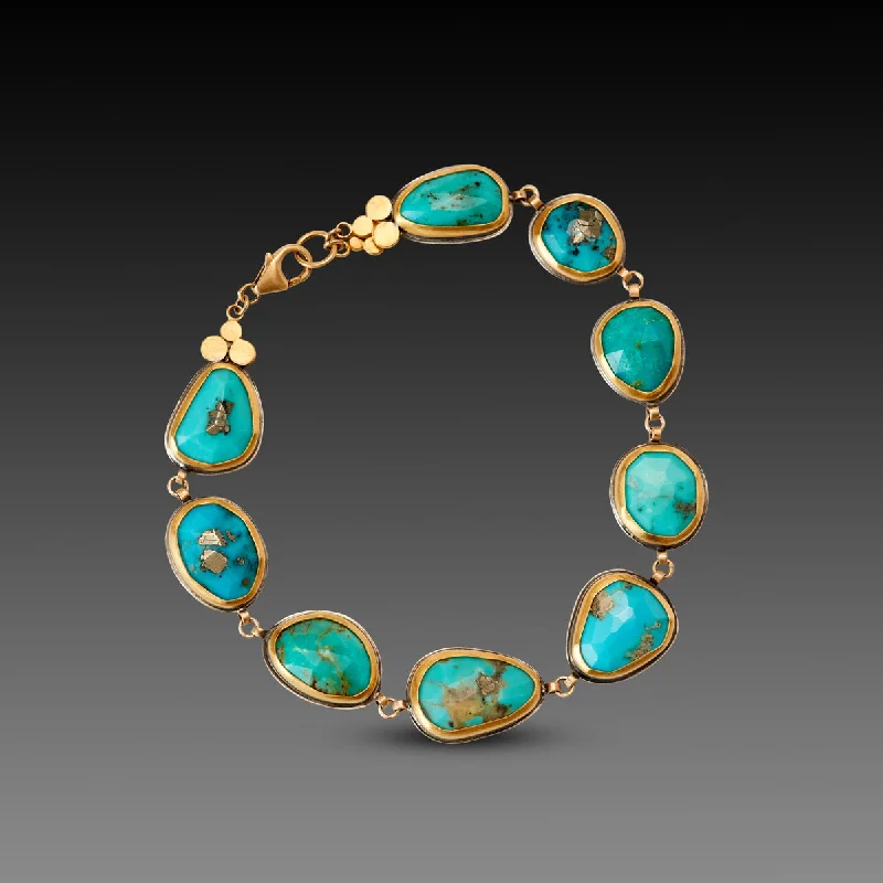 leather bracelets for women -Turquoise Links Bracelet