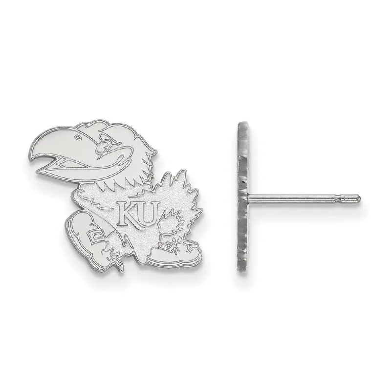 delicate stud earrings for women -10k White Gold University of Kansas Small Mascot Post Earrings