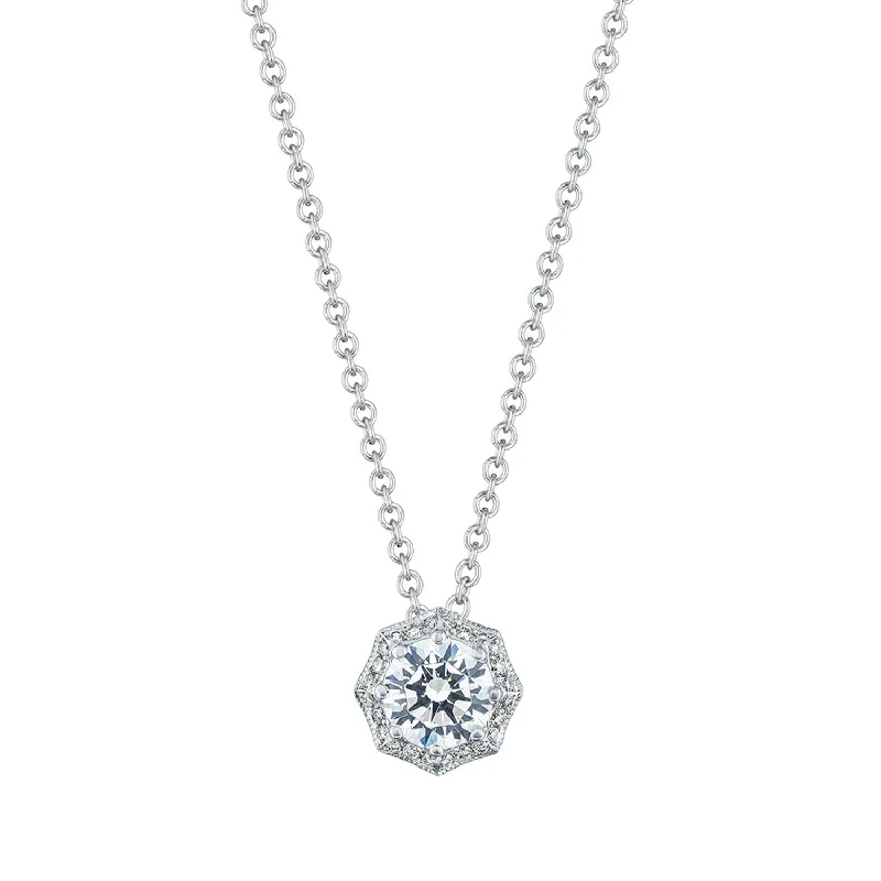 romantic heart necklaces for women -TACORI Bloom | Art Deco Bloom Diamond Necklace FP804RD65