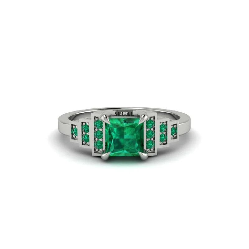 ethical engagement rings for women -Emerald Geometric Princess Cut Engagement Ring - Thea No. 21