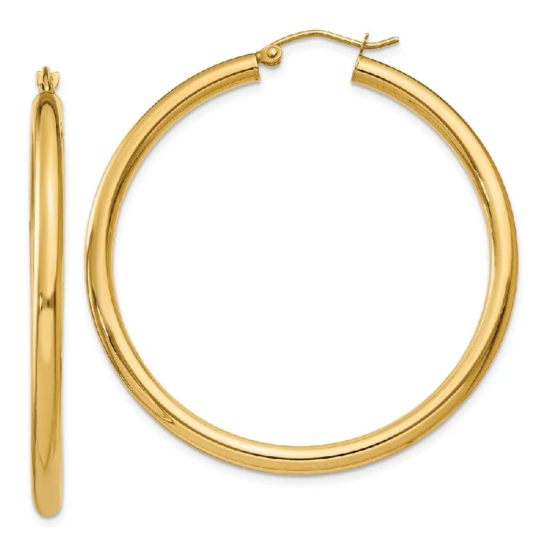 zodiac sign earrings for women -3mm x 45mm 14k Yellow Gold Classic Round Hoop Earrings