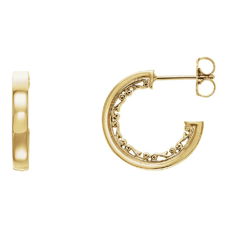 affordable earrings for women -2.7 x 16mm 14k Yellow Gold Vintage-Inspired Round Hoop Earrings