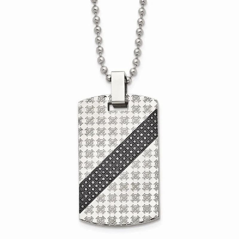 gold plated necklaces for women -Stainless Steel Polished 1/2ct tw. Diamond Dog Tag Necklace