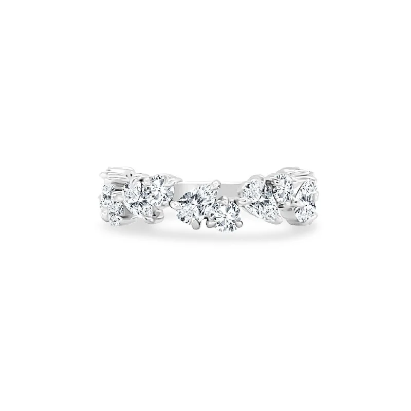 Women's rings ethereal-stone-Alternating Round & Pear Diamond Band