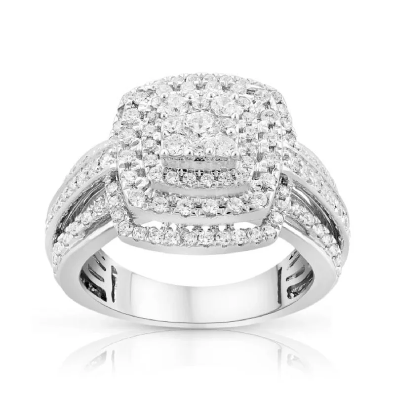 infinity engagement rings for women -1 CTW Diamond Engagement Ring in 10KT White Gold