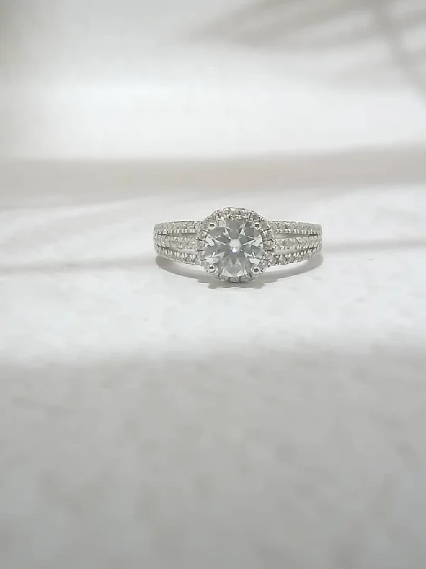 oval halo engagement rings for women -Cora Moissanite Engagement Ring