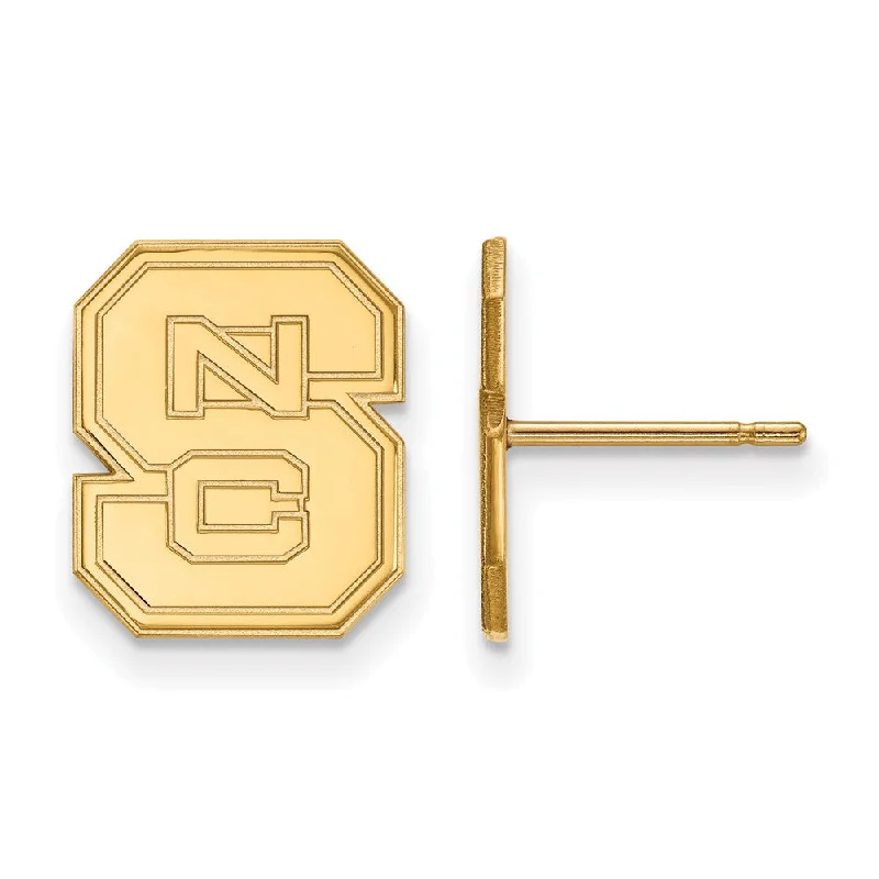 large statement earrings for women -10k Yellow Gold North Carolina State 'NCS' Post Earrings