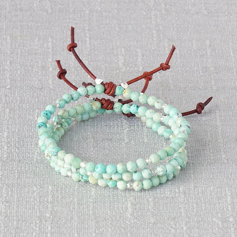 luxury pearl bangles for women -Tiny Mantras Bracelet - Peru Turquoise | Daily Intention Bracelet