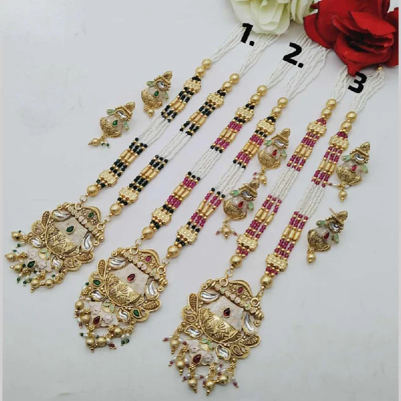 vintage necklaces for women -FS Collection Gold Plated Long Necklace Set (1 Piece Only Assorted Design)