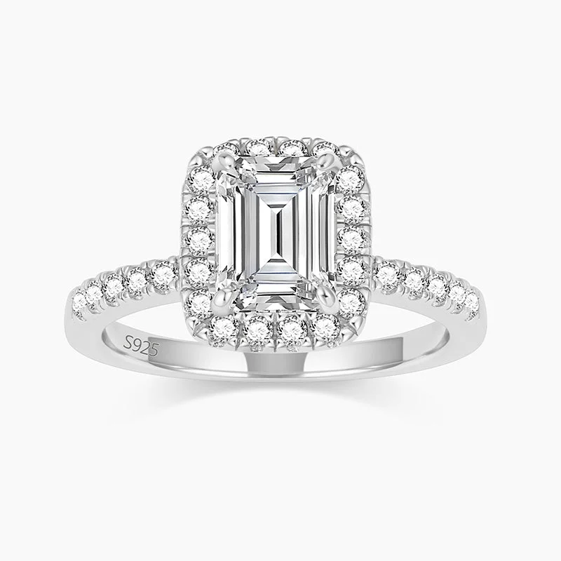 romantic engagement rings for women -Classic Emerald Cubic Zirconia Engagement Rings