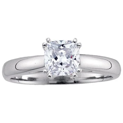 princess halo engagement rings for women -Royale 1/2 CTW Cushion Diamond Solitaire Engagement Ring in 14KT White Gold