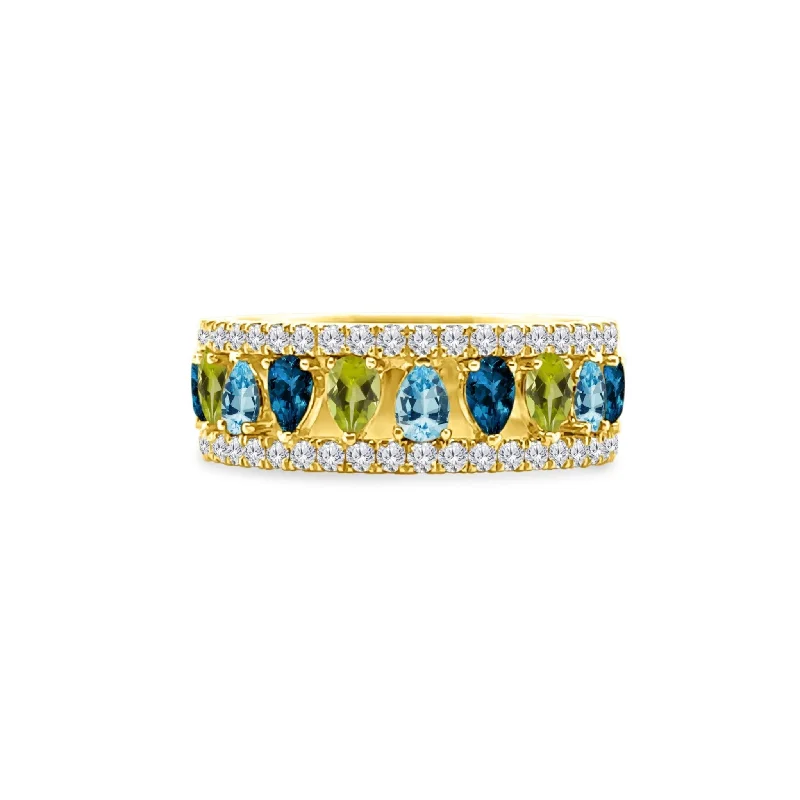 Women's rings timeless-gleam-Gemstone & Diamond Cage Band