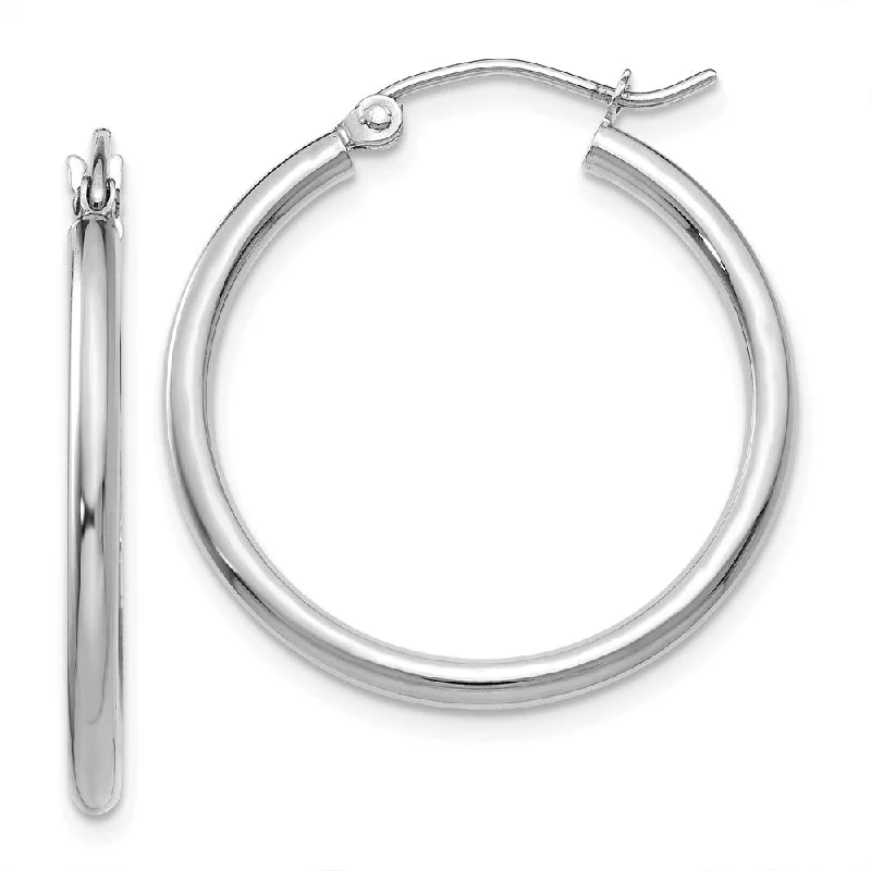 boho earrings for women -2mm x 25mm 14k White Gold Classic Round Hoop Earrings