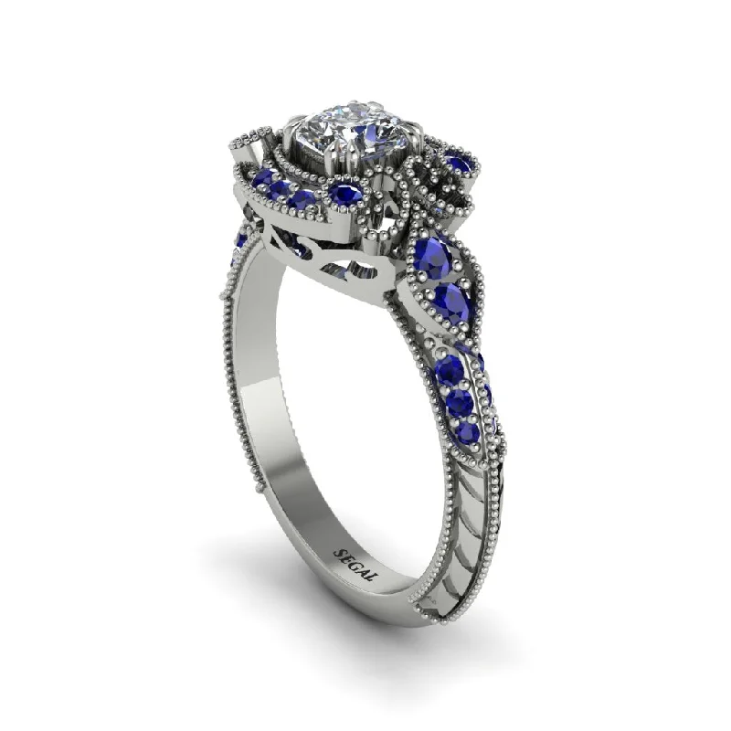 filigree engagement rings for women -Diamond Vintage Filigree Cushion Cut Engagement Ring - Elaina No. 63