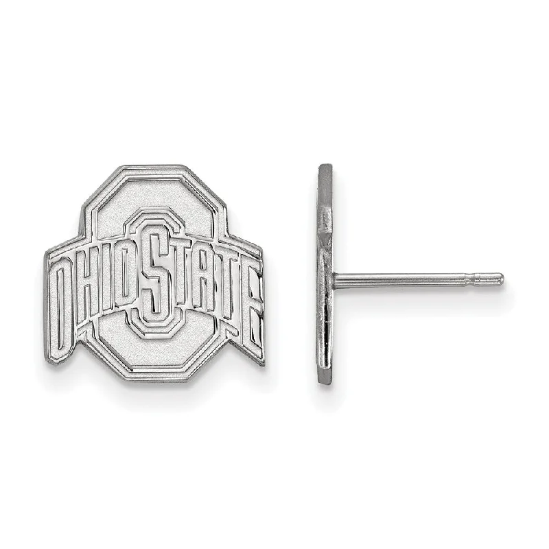 silver dangle earrings for women -Sterling Silver Ohio State University Small Logo Post Earrings