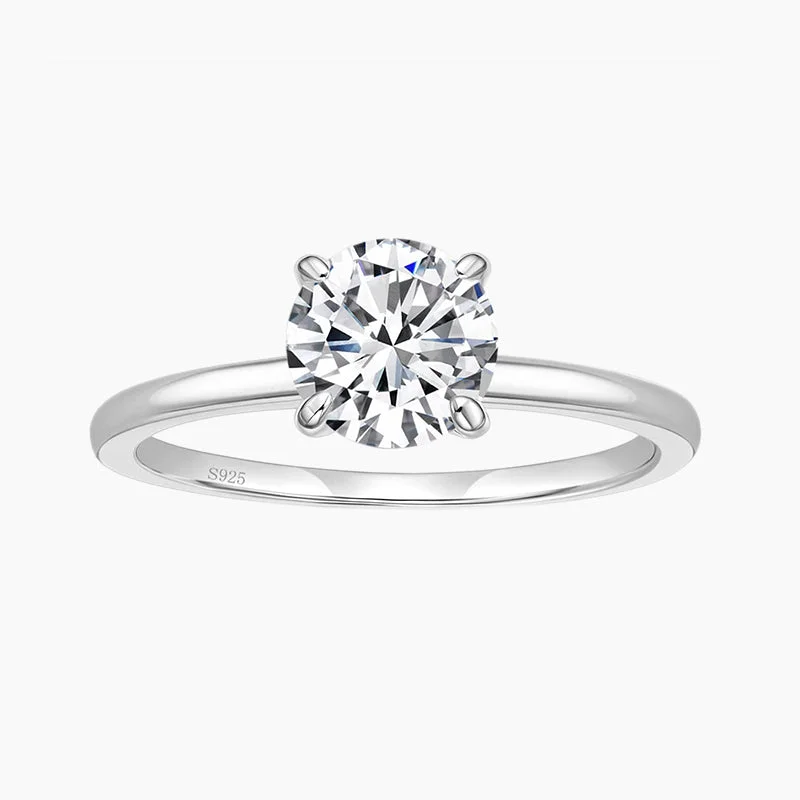 heart-shaped engagement rings for women -2CT Classic Round Cubic Zirconia Engagement Ring