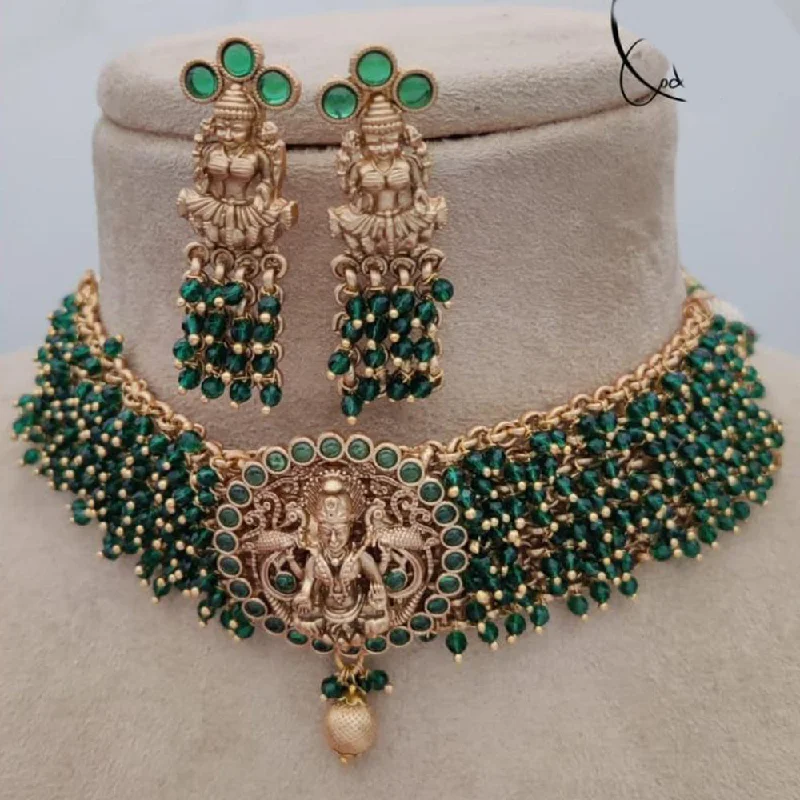 colorful necklaces for women -Jewel Addiction Gold Plated Kundan Stone And Pearls Temple Choker Necklace Set