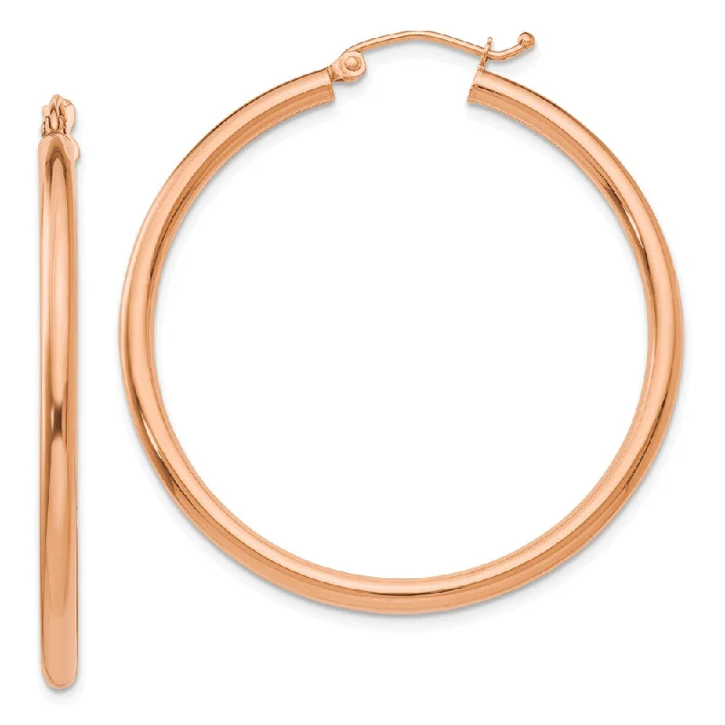 best earrings for women -2.5mm, 14k Rose Gold Polished Round Hoop Earrings, 40mm (1 1/2 Inch)