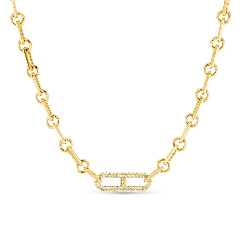 best necklaces for women -14k Single Diamond H Paris Link Soho Necklace  NG002585