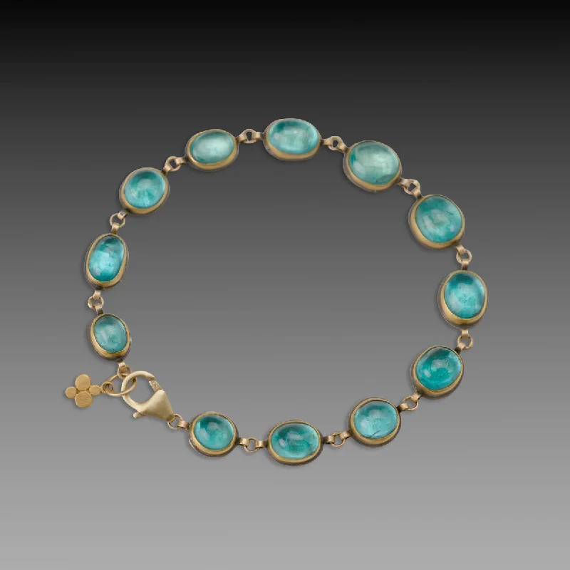 opal bracelets for women -Apatite Linked Bracelet with 22k Disk Charm