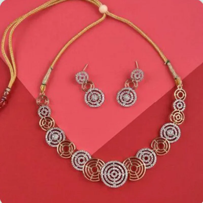 handcrafted necklaces for women -Beeji Creations 2 Tone Plated American Diamonds Necklace Set