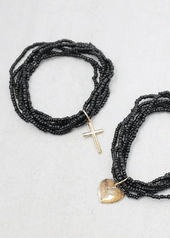 statement bracelets for women -Layered Cross Bracelet