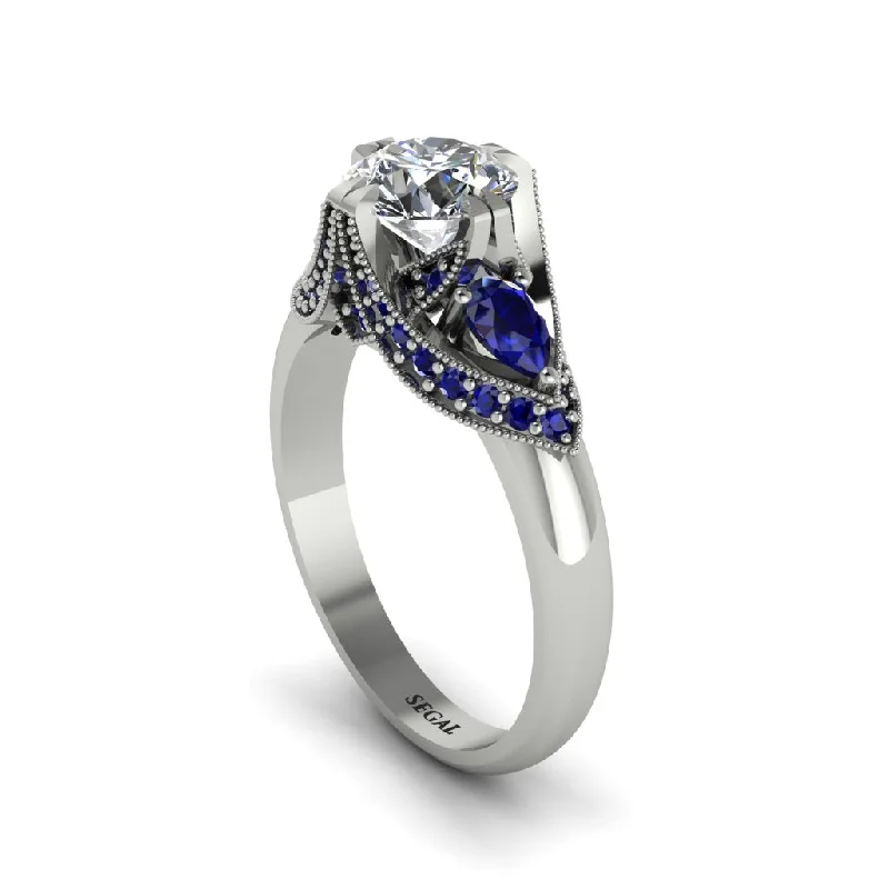 oval-shaped engagement rings for women -Diamond Vintage Round Cut Engagement Ring - Kali No. 63