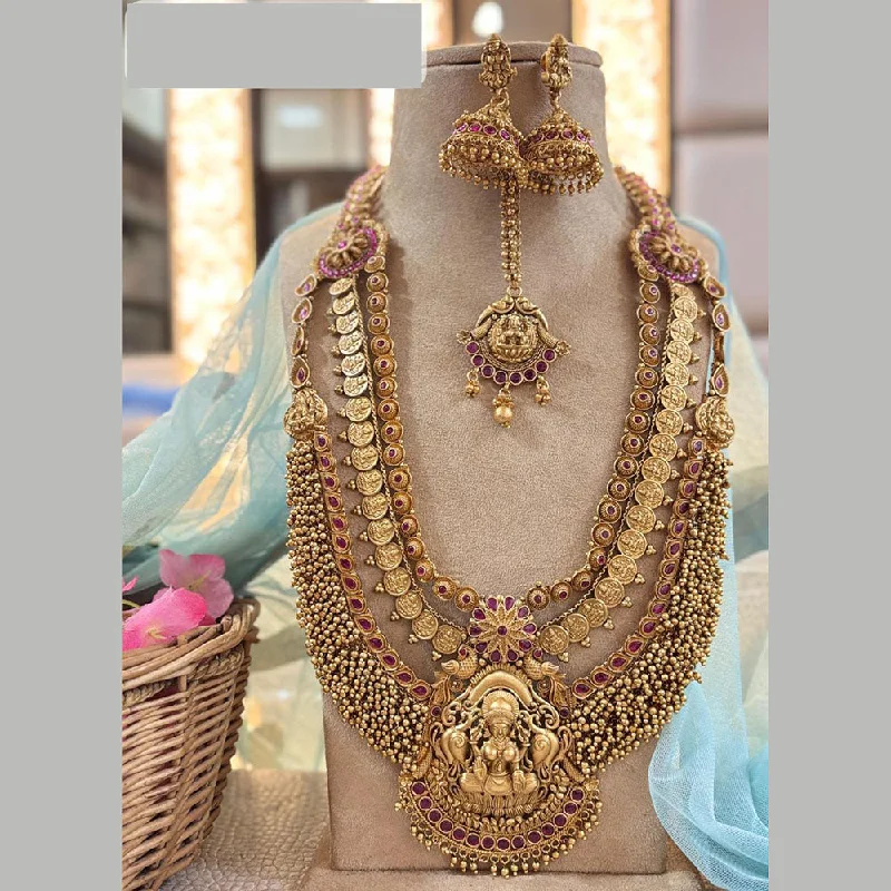 casual necklaces for women -Jewel Addiction Gold Plated Pota Stone And Pearls Temple Long Necklace Set