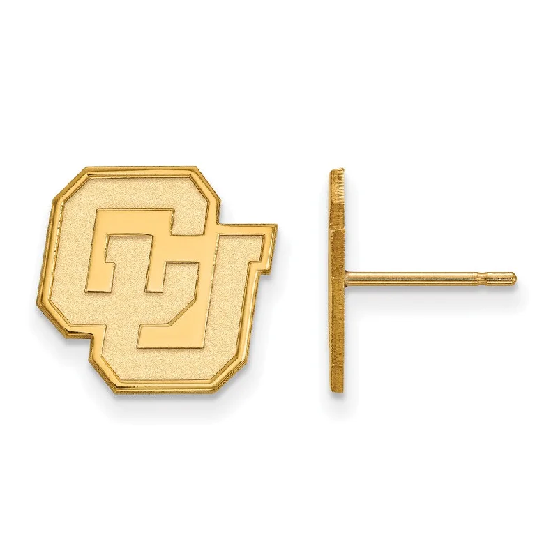 unique handmade earrings for women -10k Yellow Gold University of Colorado Small 'CU' Post Earrings