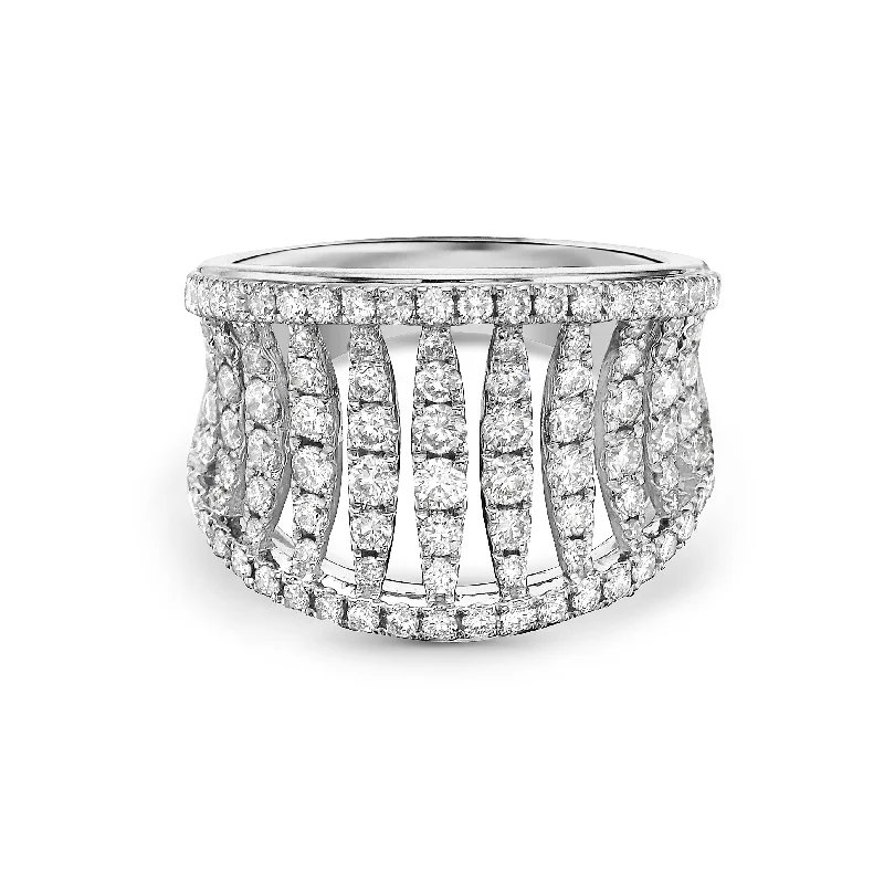 Women's rings leafy-steel-18k White Gold Birdcage Diamond Ring