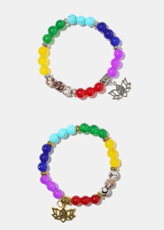 stylish name bracelets for women -Chakra Multi Bead Bracelet