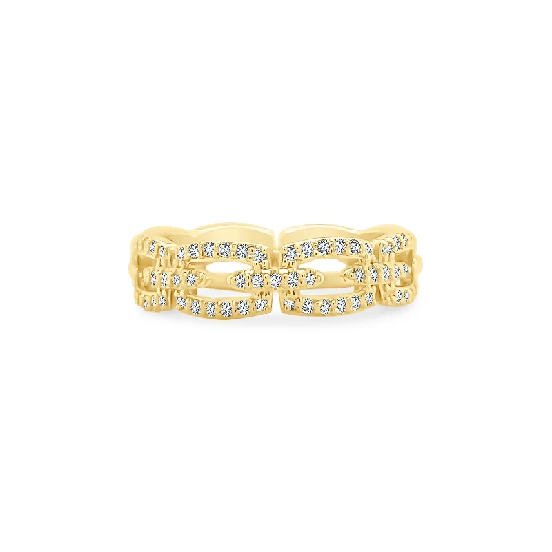 Women's rings contoured-twist-Halfway Diamond Link Band