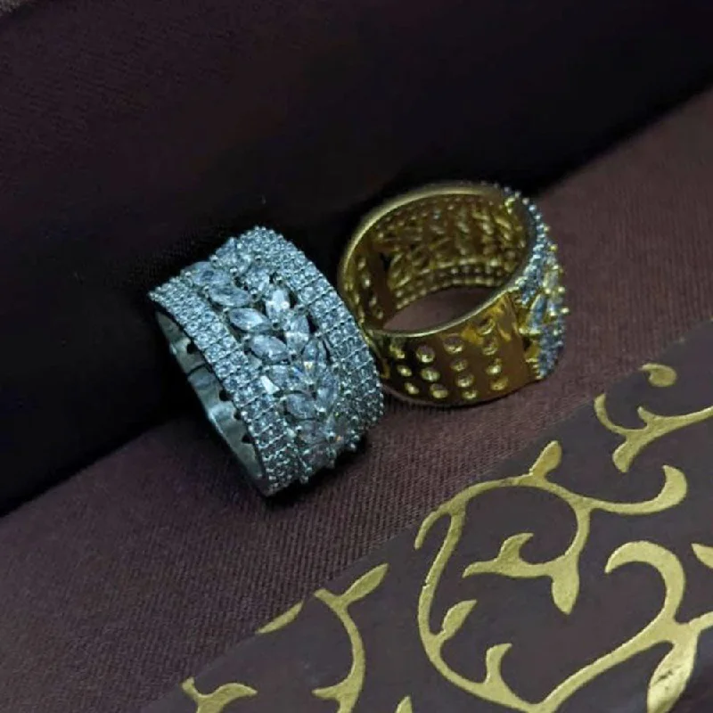 Women's rings ethereal-charm-Aamrapali Gold And Silver Plated Austrian Stone Ring