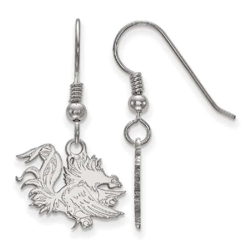 vintage earrings for women -Sterling Silver U of South Carolina Small Mascot Dangle Earrings