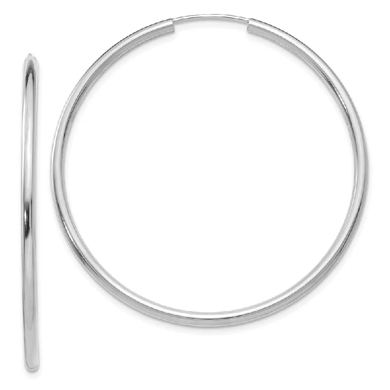 big hoop earrings for women -2mm x 45mm 14k White Gold Polished Round Endless Hoop Earrings