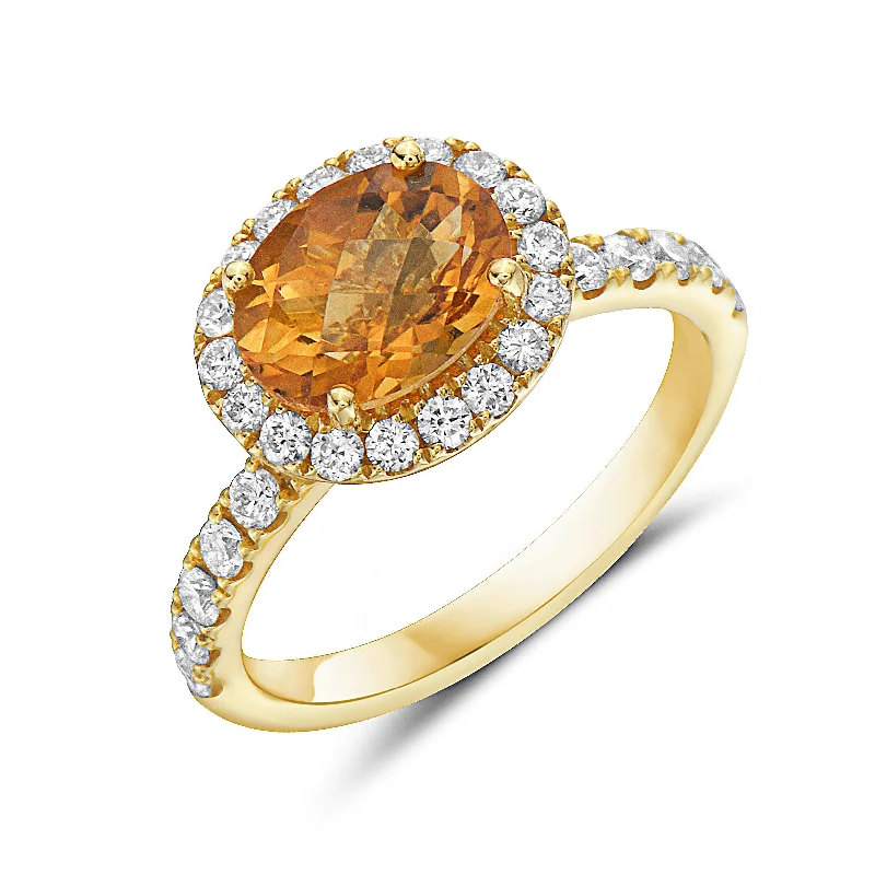 Women's rings luminous-chic-Citrine and Diamond Ring