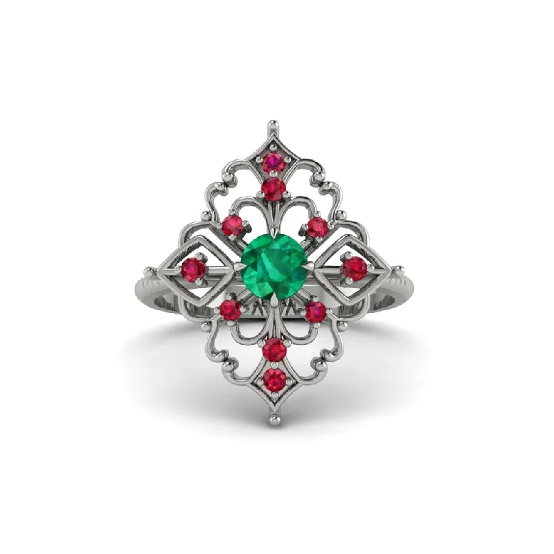 fine jewelry engagement rings for women -Ruby Royal Filigree Cluster Engagement Ring - Zinnia No. 51