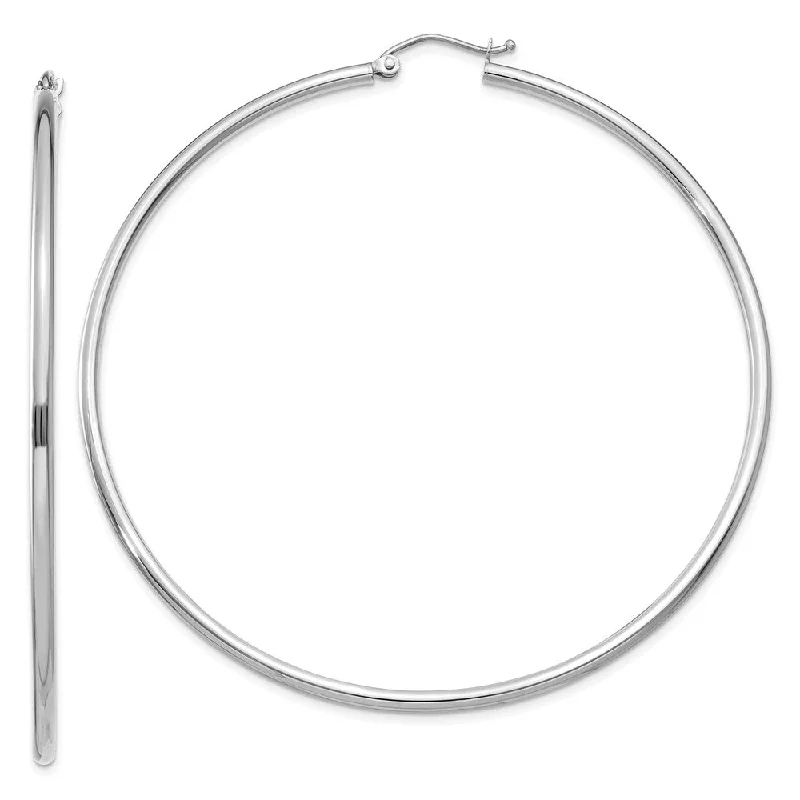 dangle earrings for women -2mm x 65mm 14k White Gold Classic Round Hoop Earrings