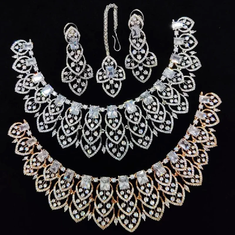 aesthetic choker necklaces for women -Kavita Art American Diamond Necklace Set