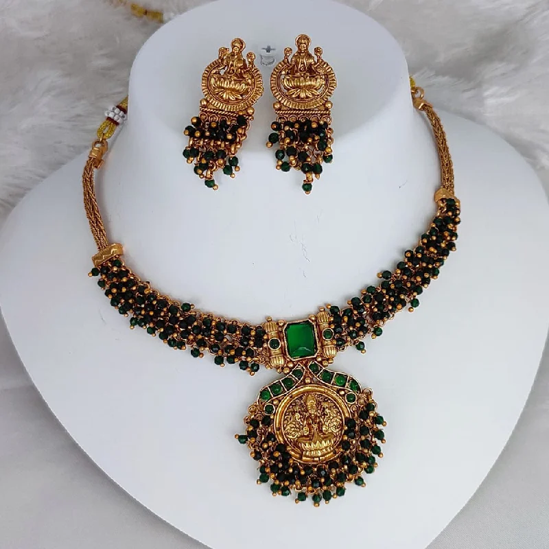 aesthetic choker necklaces for women -Lucentarts Jewellery Gold Plated Temple Pearls Necklace Set