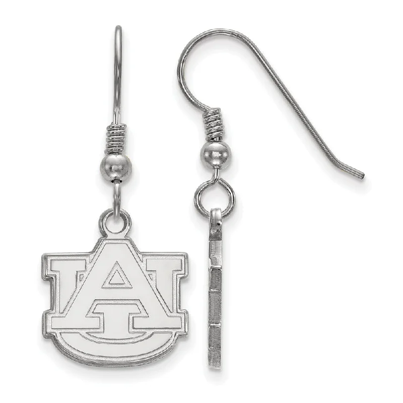 gold minimalist earrings for women -Sterling Silver Auburn University Small 'AU' Dangle Earrings