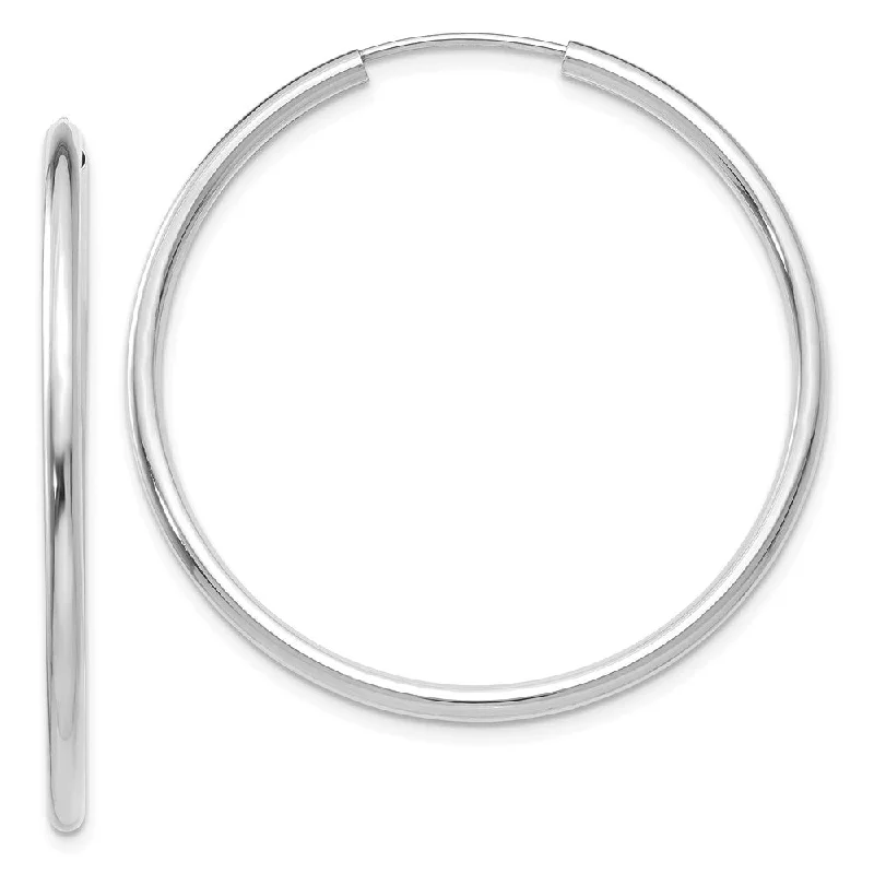 modern earrings for women -2mm x 37mm 14k White Gold Polished Round Endless Hoop Earrings