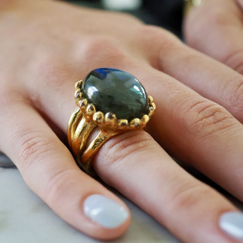 Women's rings blush-arc-ISABELLE LABRADORITE STONE RING