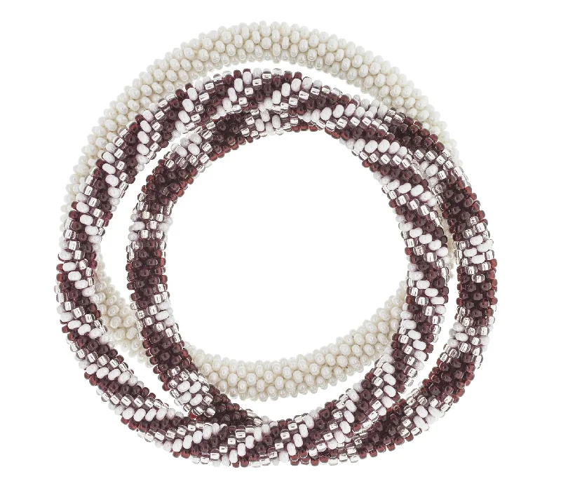 open bangles for women -Game Day Roll-On® Bracelets <br> Maroon & White