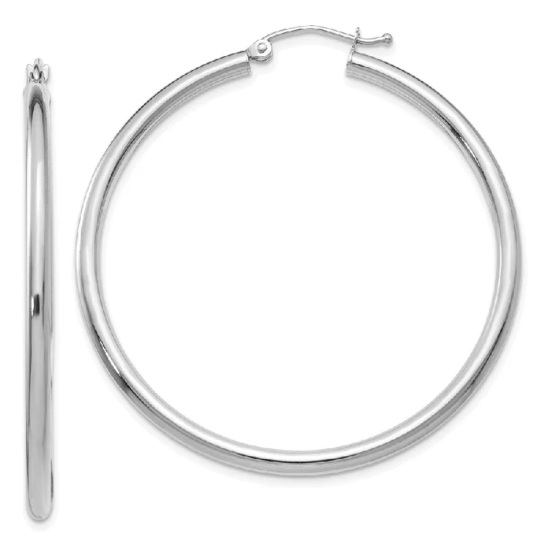 large statement earrings for women -2.5mm x 45mm 14k White Gold Classic Round Hoop Earrings