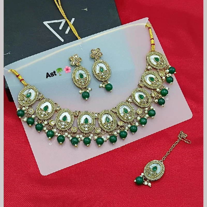 fine jewelry necklaces for women -Lucentarts Jewellery Gold Plated Crystal Stone And Beads Necklace Set